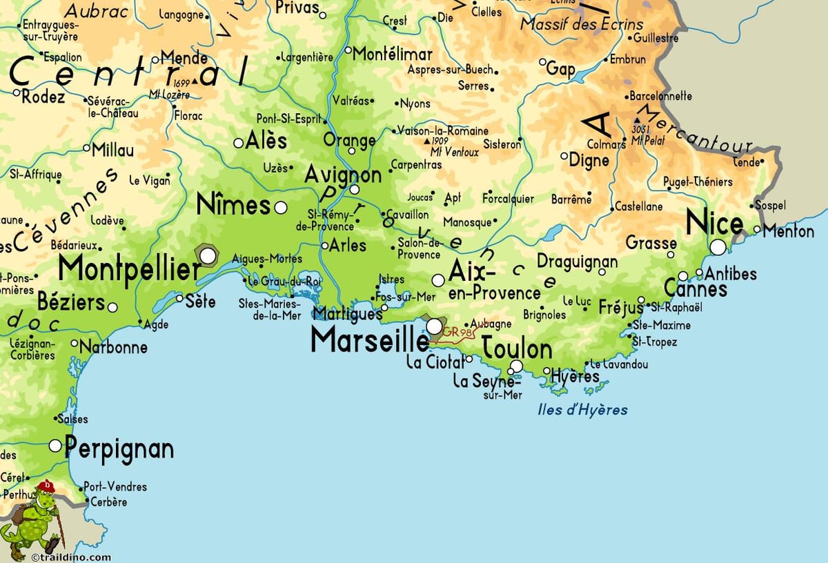 kat jeyografik nan Marseille ak nan zòn ki antoure