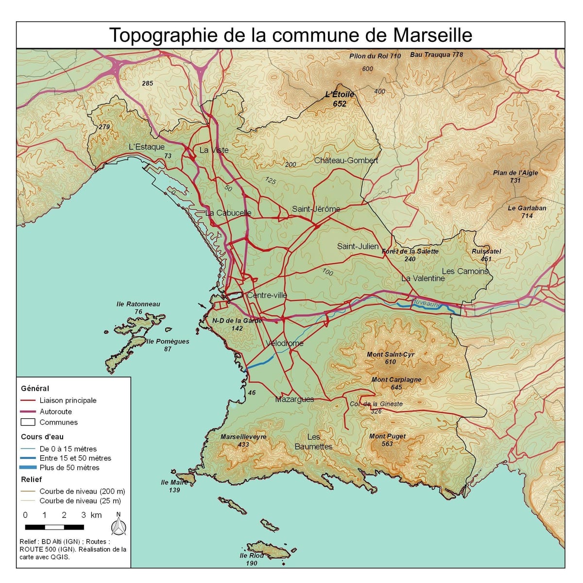 topografik pou drese kat nan Marseille