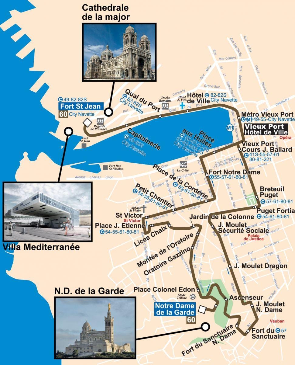 kat jeyografik nan Marseille otobis 60 kat jeyografik