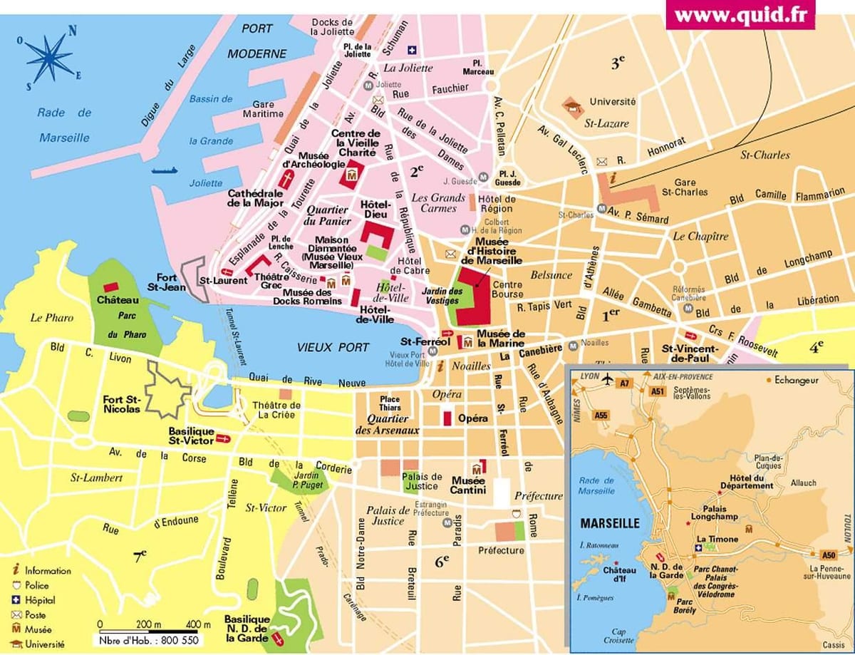 Marseille an frans kat jeyografik nan vil la